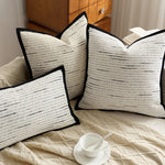 coussins carrés blanc noir rayures moderne housses jacquard polyeste décoration intérieure nordique fixations