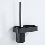 brosse wc noir support mural inoxydable moderne ensemble nettoyage toilette