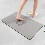 tapis sol gris moderne imprimé pieds antidérapant absorbant séchage rapide PVC