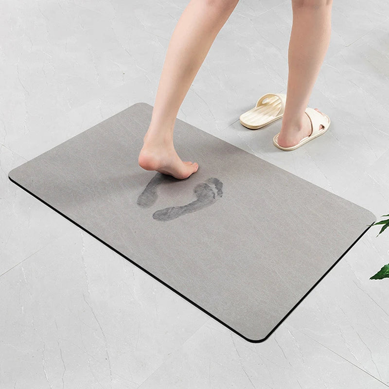 tapis sol gris moderne imprimé pieds antidérapant absorbant séchage rapide PVC