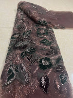 tissu dentelle fleurs broderie paillettes polyester coton mariage translucide violet bleuclair rouge gris marron