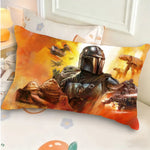 housse coussin mandalorian grogu pop art orange noir décoration maison double face polyester 30x50cm