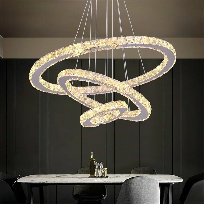 suspension lumineuse moderne acier inoxydable blanc noir strass brillant 2000 82000 lumens 90 260v