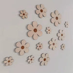 décoration murale bois fleurs modernes adhésives grandes moyennes petites beige clair simple