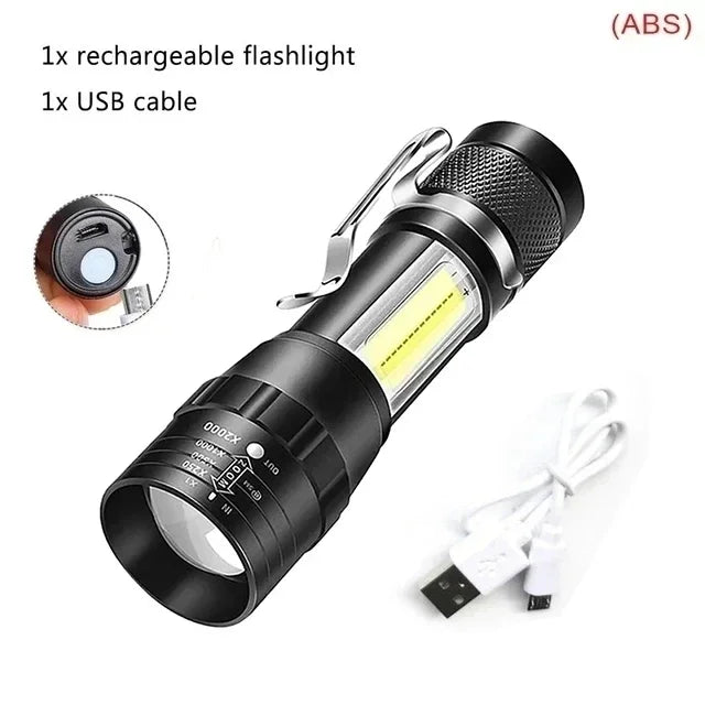 torche lumineuse rechargeable 20w led noire texturée moderne étanche 7modes
