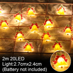 guirlande lumineuse noel personnage pere noel bonhomme neige renne jaune rouge ornement decoration festive