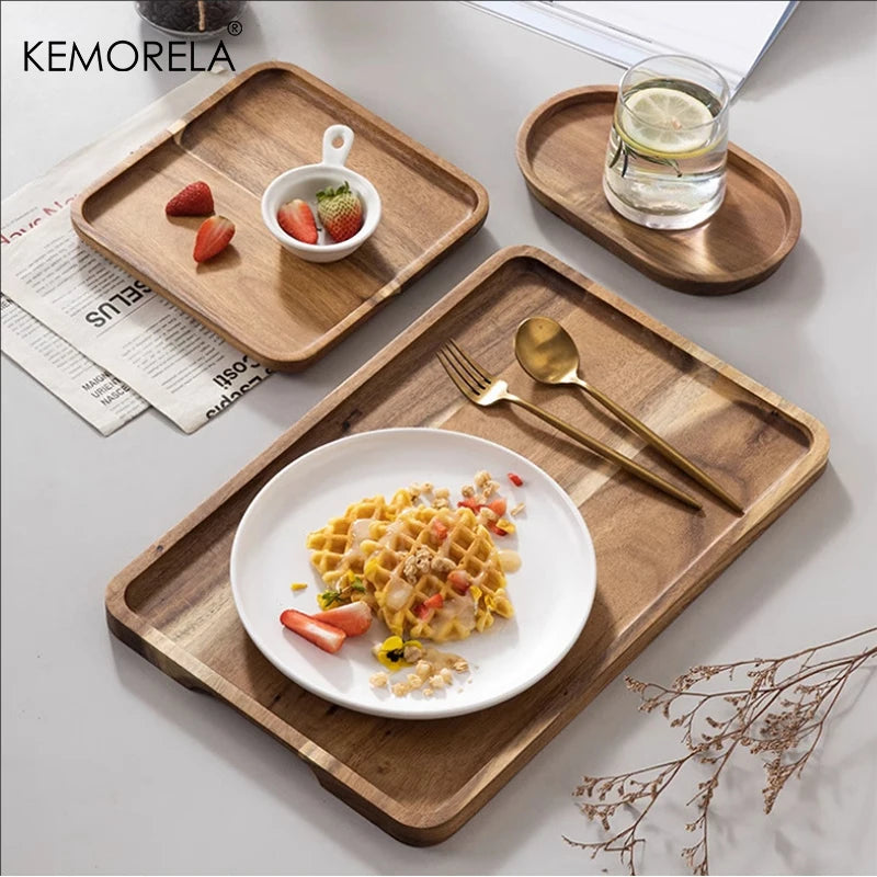 assiettes bois marron clair minimaliste rustique assiette couverts bol verre tasse fruits gaufres
