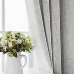 rideau texturé lin gris clair opaque moderne tringle minimaliste chambre salon