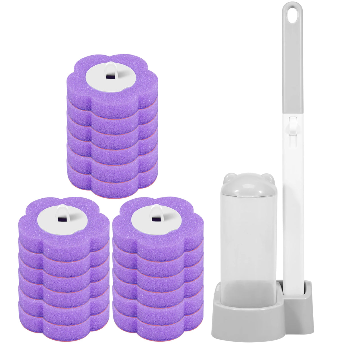 brosse wc bleu blanc tête remplaçable kit nettoyage moderne pratique adhésif solution
