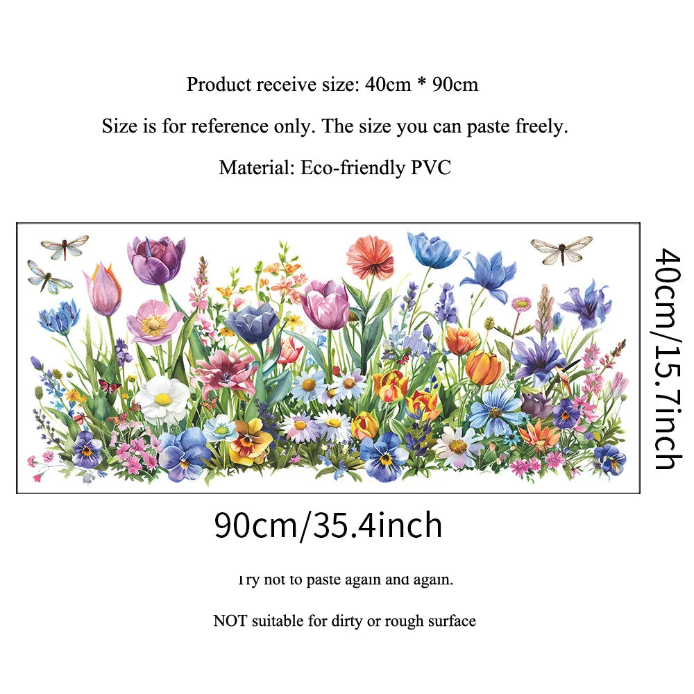 autocollants muraux fleurs colorées décoration moderne intérieur salon chambre résistants eau pvc autoadhésifs