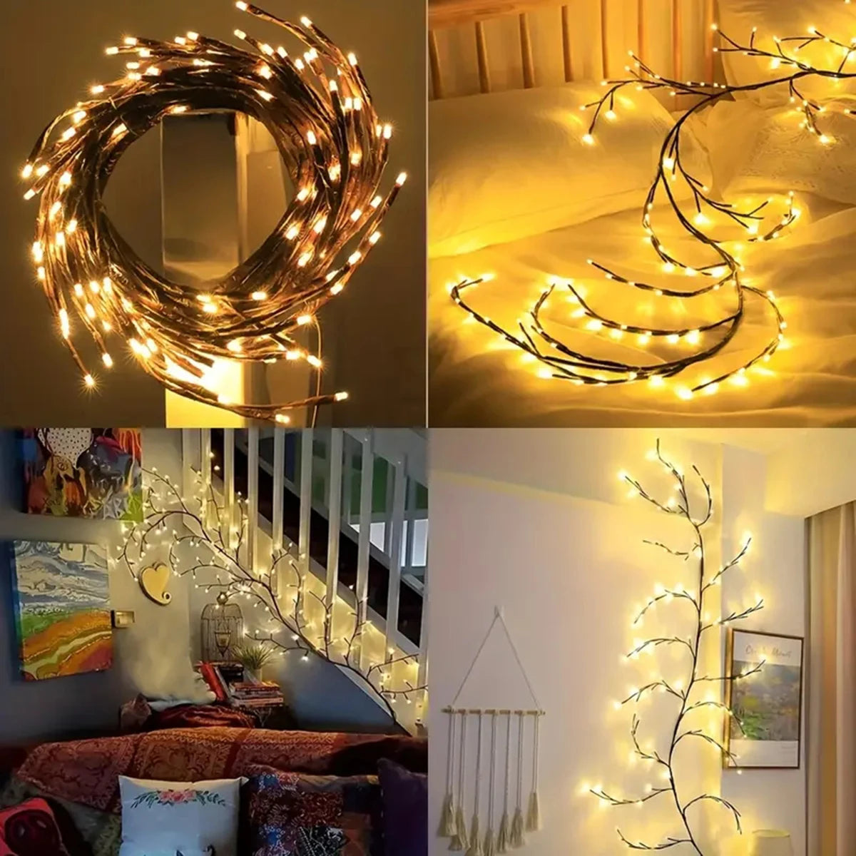 guirlande lumineuse branchée led blanc décorative romantique sans fixation 5v usb