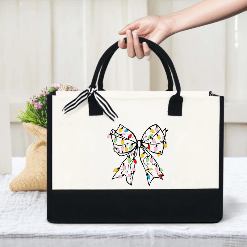 sac main toile beige arc guirlande poignées détachables moderne élégant respectueux environnement utilisation quotidienne
