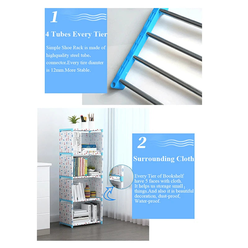 étagère moderne minimaliste niveaux pois rose tissu livres rangement salon
