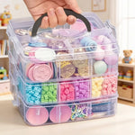 boîte rangement plastique transparente multi compartiments poignée bijoux jouets accessoires maison