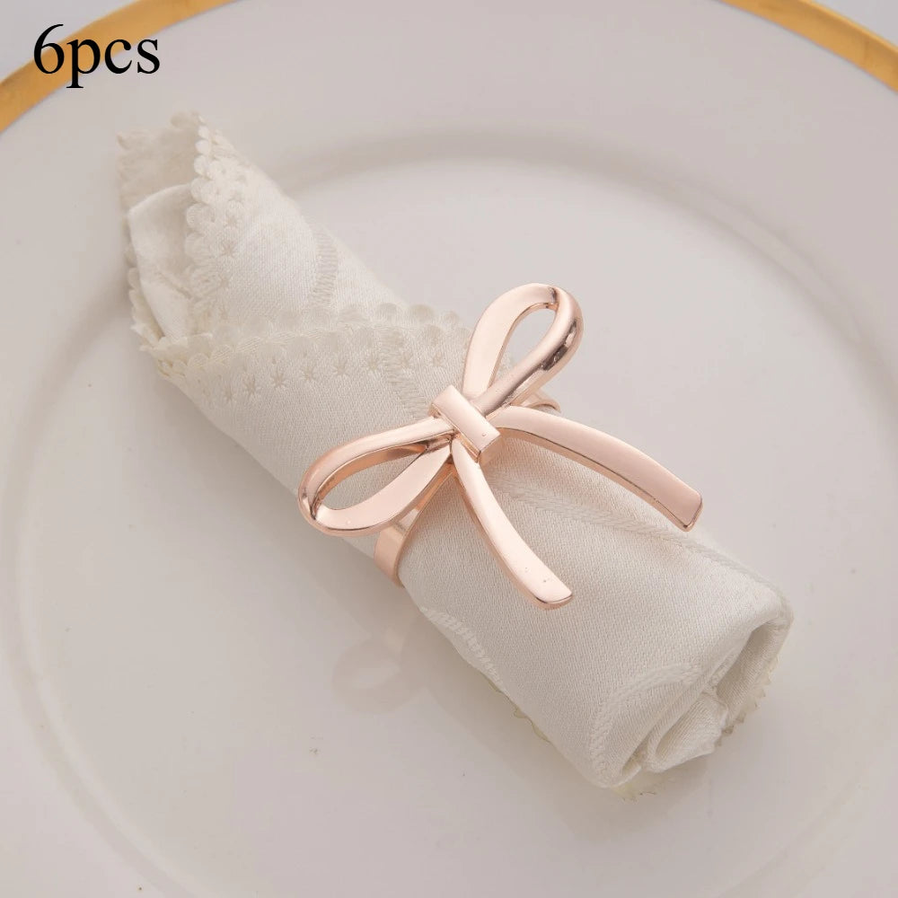 porte serviettes forme noeud papillon or argent rose doré texturé élégants festifs set six