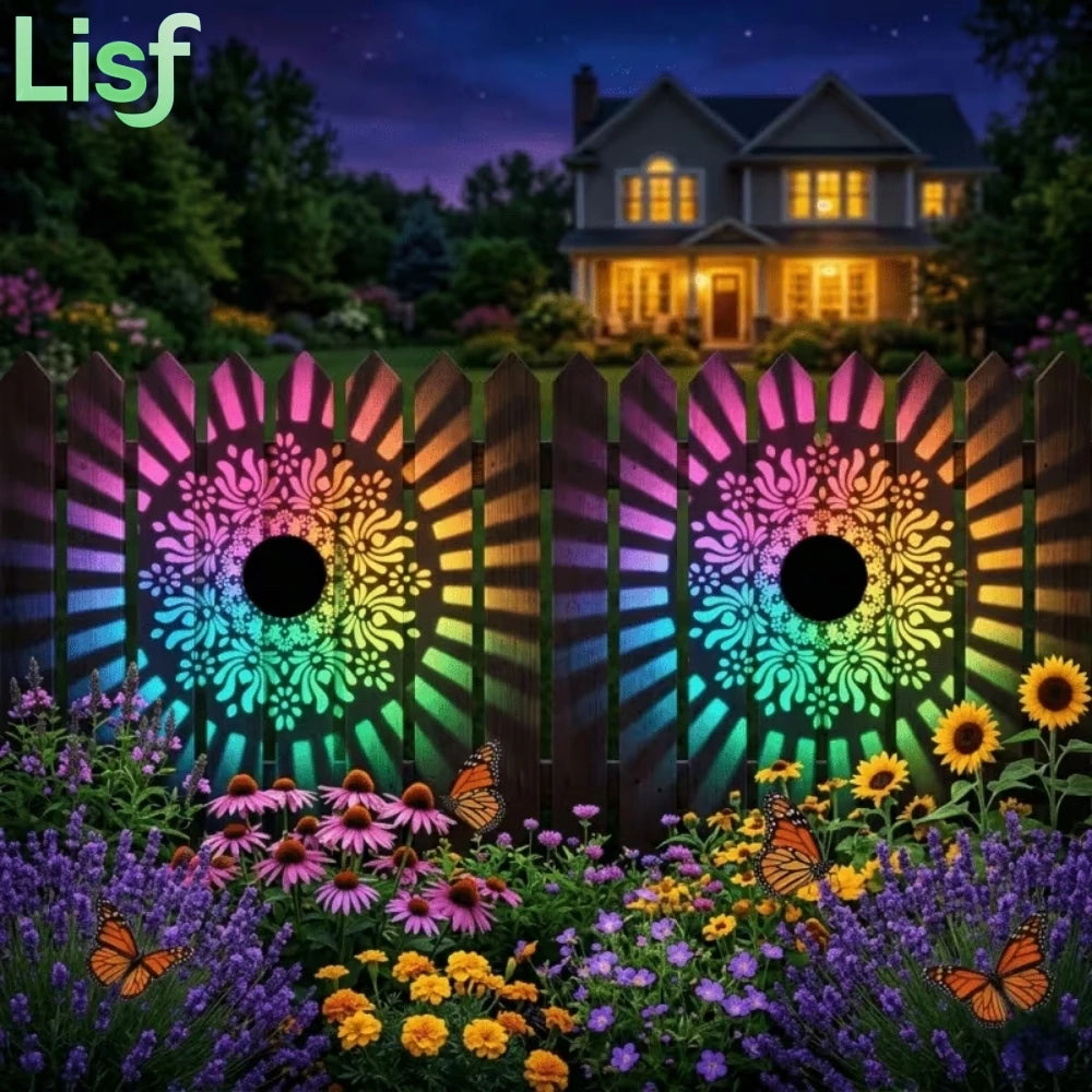 lampe solaire mandala multicolore élégante autoinstallation ip65 led mur extérieur contemporain