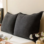 coussin dossier long velours côtelé rayé lit canapé moderne beige