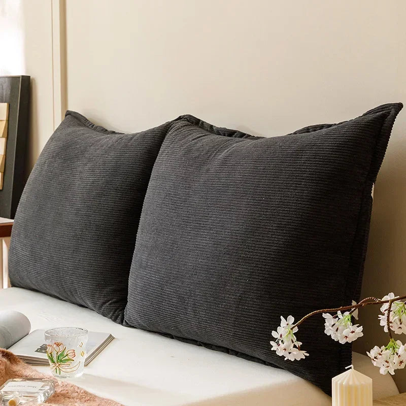 coussin dossier long velours côtelé rayé lit canapé moderne beige