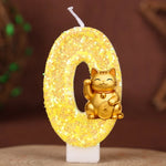 bougies numériques or pailletées chat chanceux anniversaire enfant decoration dessin anime festive fournissons
