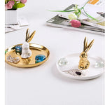 support bijoux moderne lapin or animal décoratif anneaux pendentifs rangement céramique email