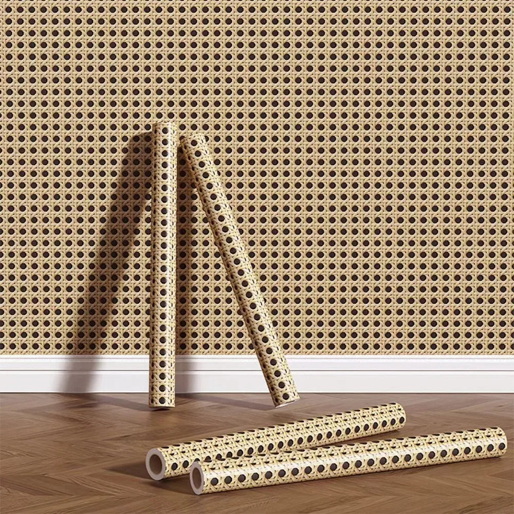 papier peint moderne perforé géométrique beige noir adhésif amovible 1m 2m 3m 5m PVC