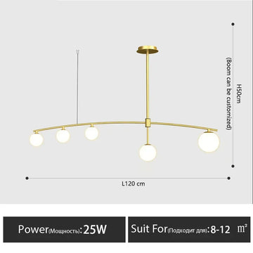 luminaire suspension moderne sphères translucides structure métallique dorée éclairage salon salle manger chambre
