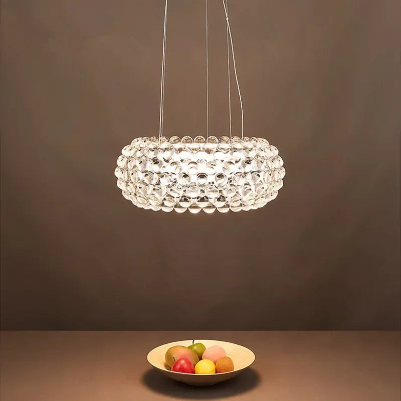 lampe suspendue moderne transparente brillante acrylique dorée chambre salle manger chambre coucher
