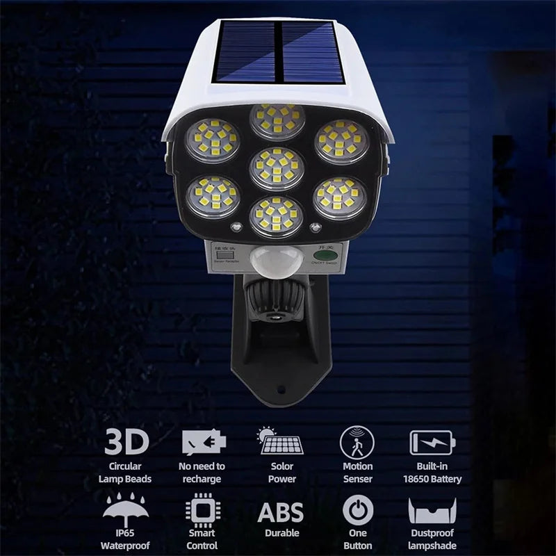 projecteur solaire motion sensor fausse caméra sécurité lampe rue moderne télécommande led blanc ip65