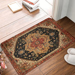 tapis ethnique traditionnel rouge bleu beige antidérapant intérieur extérieur doux porte sol cuisine