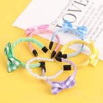 bandeau cheveux enfantin carreaux violet bleu jaune vert rose blanc clip métal 3cm