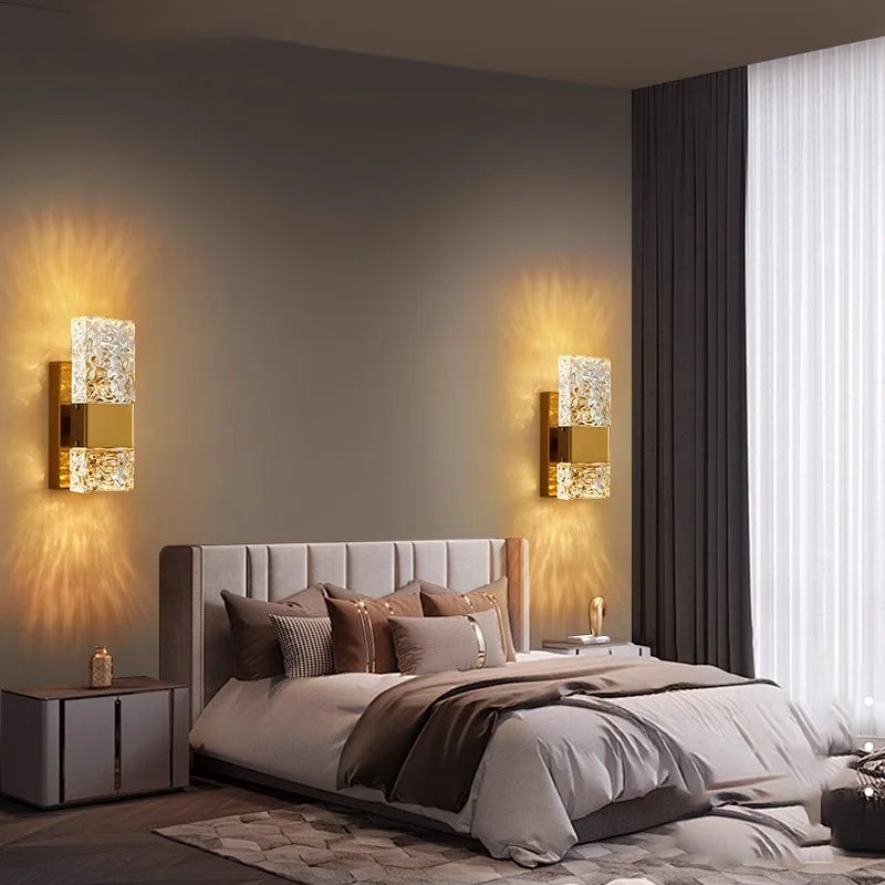 appliques murales modernes or blanc texturées éclairage dimmable trois couleurs contemporain