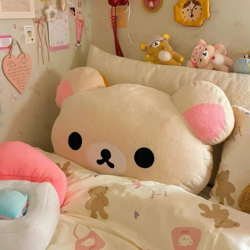 coussin mignon bébé ours visage doux moelleux lit adulte beige marronclair marronn Foncé