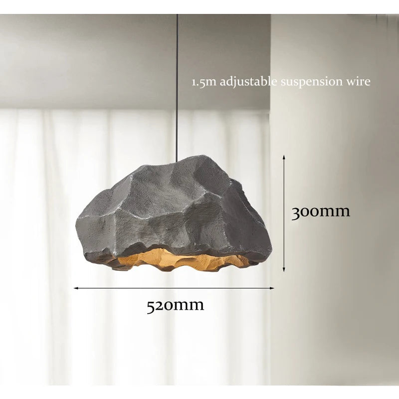 Suspension lumineuse moderne pierre irrégulière gris brun blanc