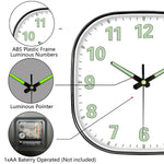 horloge murale moderne numéros lumineux vert cadre noir quartz aiguille simple transparente chambre salon