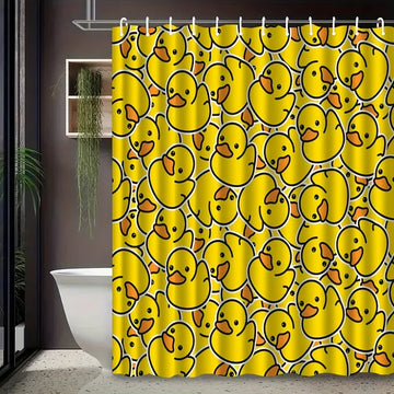 rideau douche motif canards jaunes tissu polyester durables moderne salle bain