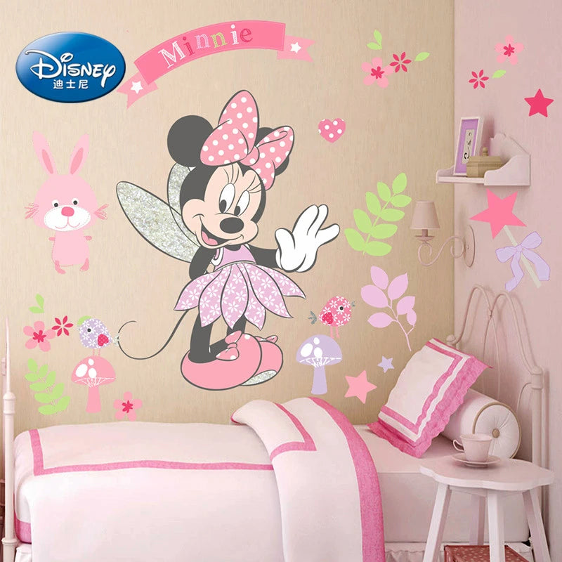 autocollant mural mickey minnie mouse dessin animé décoration chambre enfant sticker mur décoratif pvc