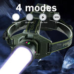 lampe frontale led vert noire tissu motifs pratique camping pêche chasse lumière réglable charge