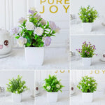 décoration extérieure plante artificielle moderne pot carré blanc feuilles vertes fleurs violettes blancsextérieur exposition