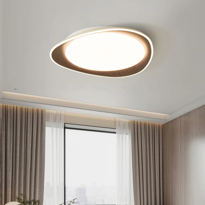 plafonnier led bois moderne blanc texture naturelle éclairage chambre salon autonomie tactile
