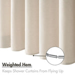 rideau douche moderne imitation lin beige opaque ourlet lesté crochets métalliques black