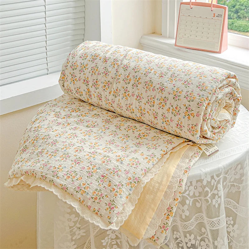 couette d'été imprimée floral vintage polyestère douce maison laver machine