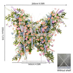 Décoration murale arche fleurs variées romantique violet rose blanc bleuclair vert extérieure