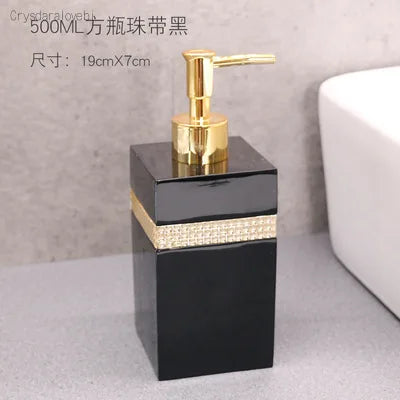 distributeur savon huiles essentielles moderne élégant blanc noir marbré set accessoires