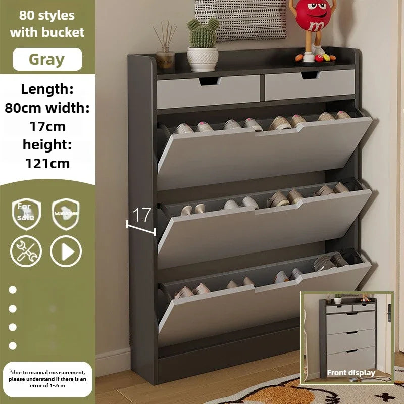 armoire chaussures moderne beige clair tiroirs rangement chaussures objets multifonction bois MDF