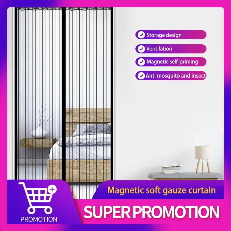 rideau moustiquaire magnétique noir maille fine moderne clips fixation 100cm 210cm