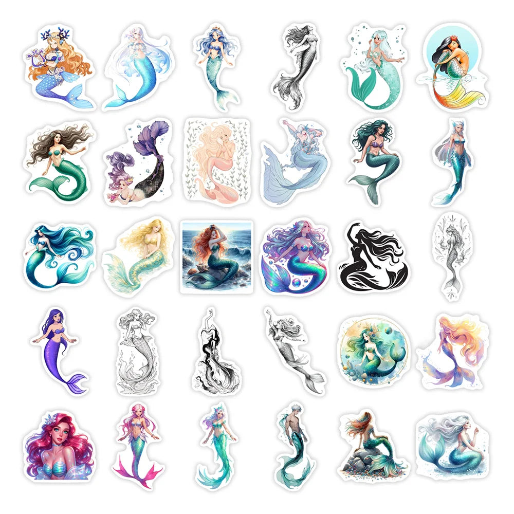 stickers vinyle imperméables sirènes dessin animé scrapbooking téléphone ordinateur portable bouteille hydroflask