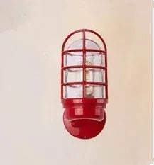 lampe murale industrielle vintage métal noir rouge blanc verre transparent