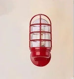 lampe murale industrielle vintage métal noir rouge blanc verre transparent