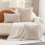housse coussin peluche super douce motif tressé vintage opacité beige adhésif canapé chaise voiture