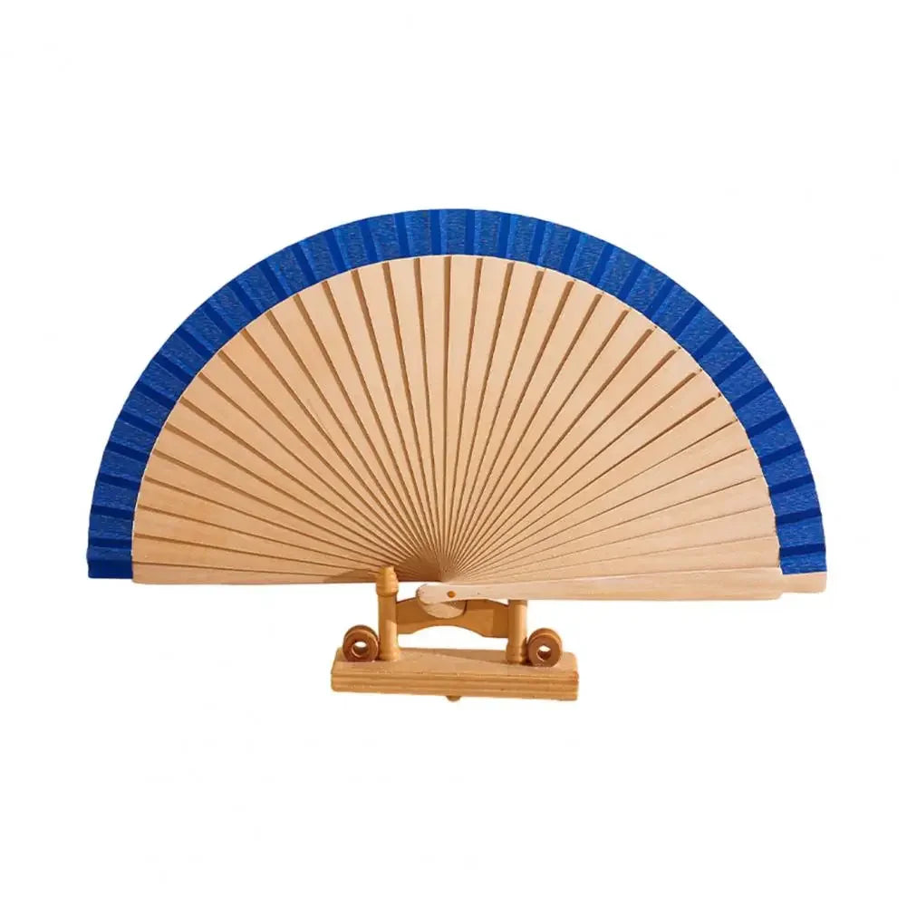 éventail pliant bois couleurs rouge bleu vert rayures horizontales classique opalescent festif artisanal